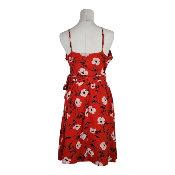 Gilli Vibrant Red Casual Floral Midi Dress Lightweight Flowy Size Medium - Picture 7 of 10